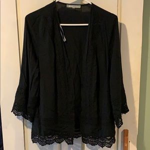 Black Crochet trim kimono